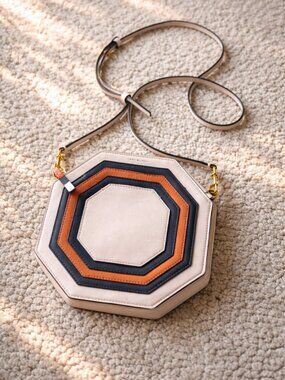 Tory Burch Geo Octagon Crossbody Ballet Pink Leather Colorblock Bag